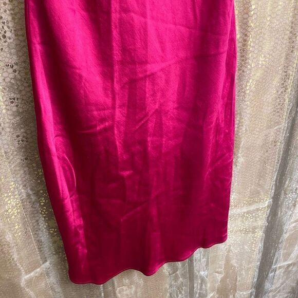 Express Magenta Pink Satin Cowl Neck Midi Slip Dress, S - Picture 3 of 6